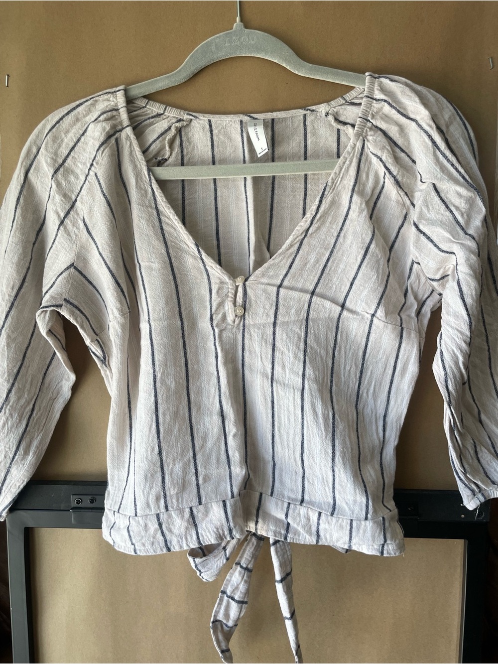 Nordstrom White Linen Blouse with Back Tie Detail